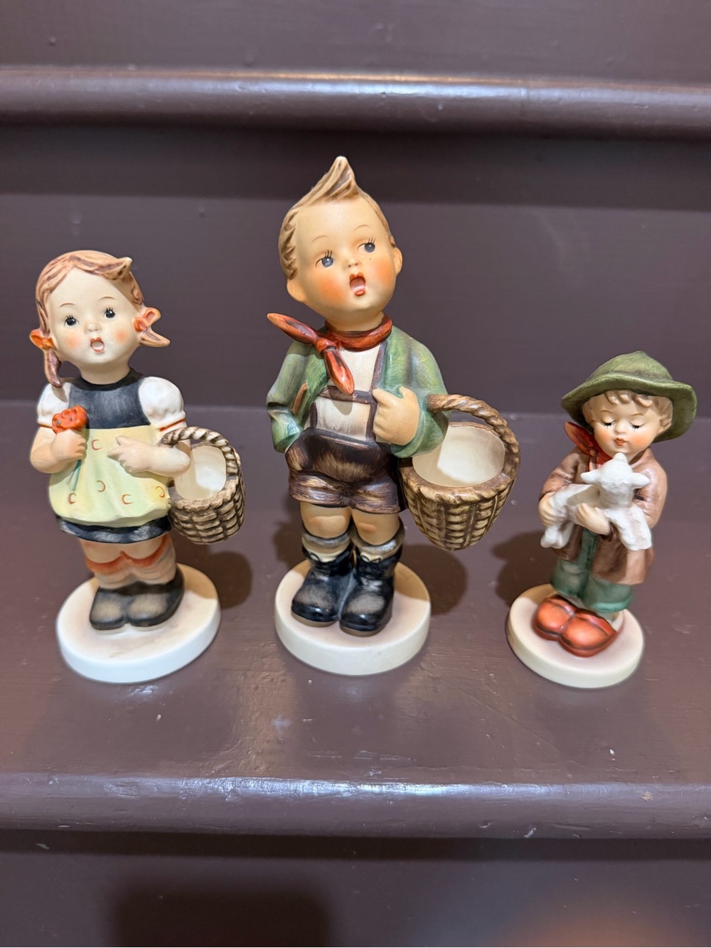 Goebel Hand-Painted Ceramic Figurines, Set of Three for $100